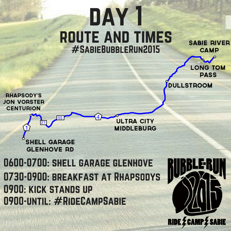 sabie bubble runday 1 route and times-3
